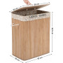 XXL Bambu Tvättkorg 2 fack / förvaring 100 L 52 x 32 x 63 cm