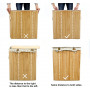 XXL Bambu Tvättkorg 2 fack / förvaring 100 L 52 x 32 x 63 cm