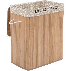 XXL Bambu Tvättkorg 2 fack / förvaring 100 L 52 x 32 x 63 cm