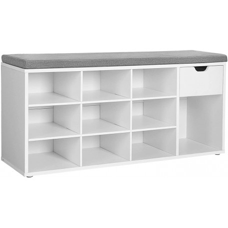 Sittbänk med skoförvaring öppna fack 104 x 30 x 48 cm, vit