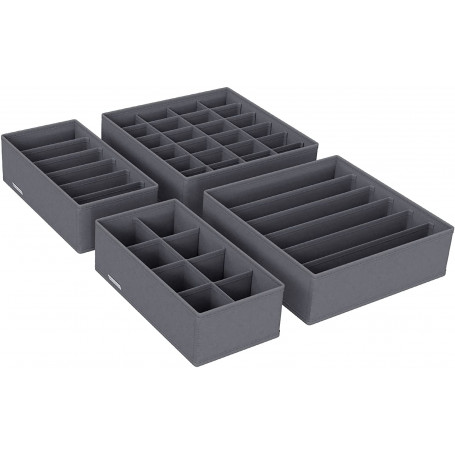 Förvaringslåda Organizer kit - Underkläders arrangör 4 stycken grå
