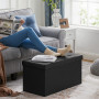 Sittpall Förvaringslåda - Sittpuff - Svart Skinn 76 x 38 x 38 cm