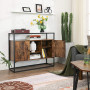 Sänk - Avlastningsbord Med Glasskiva 100x35x80 cm Industriell Stil, Vintage brun-svart