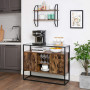 Sänk - Avlastningsbord Med Glasskiva 100x35x80 cm Industriell Stil, Vintage brun-svart