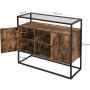 Sänk - Avlastningsbord Med Glasskiva 100x35x80 cm Industriell Stil, Vintage brun-svart