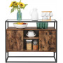 Sänk - Avlastningsbord Med Glasskiva 100x35x80 cm Industriell Stil, Vintage brun-svart
