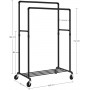 Dubbel Klädställning med Hjul Industriell stil Metall Klädstång med...