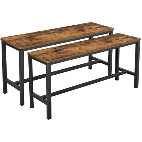 2-Pack Köks Sittbänkar 108 x 32,5 x 50 cm Vintage brun-svart