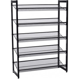 5-vånings Skoställ i Metallnät Vinklade Hyllor 74x104,5x31cm Förvar...