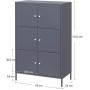 Förvaringsskåp Metall 6 dörrar Grå 65 x 36 x 105,2 cm - Kontorsskåp 3 våningar
