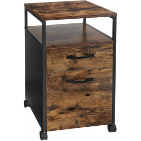 Rullbart Arkivskåp Med 2 Lådor & Öppet Fack 41×45×66 Cm Spånskiva &...