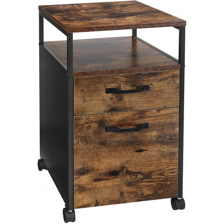 Rullbart Arkivskåp Med 2 Lådor & Öppet Fack 41×45×66 Cm Spånskiva &...