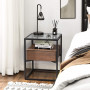 Sidobord Med Glasskiva & Låda Vintage Brun/Svart Industriell Stil 4...