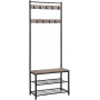 Hallförvaring - Klädhängare Med Skohylla, Klädträd 175 cm Industriell Design, Grå / Svart