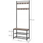 Hallförvaring - Klädhängare Med Skohylla, Klädträd 175 cm Industriell Design, Grå / Svart