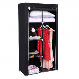 Tygskåp Garderob Klädstång, 6 Hyllor 88 x 45 x 168 cm