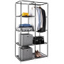 Tygskåp Garderob Klädstång, 6 Hyllor 88 x 45 x 168 cm