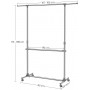 Rullbar Klädställning dubbel stång, Justerbar Höjd 113-198 cm