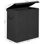 Tvättkorg 2 Fack 142L med Tvättbart Tygpåse‎ 68.9 x 39.9 x 6.5 cm Svart