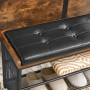 Skohylla med Sittbänk Skinn Dyna Industriell Stil 80x48x30 cm
