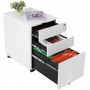 Rullbart Arkivskåp, låsbart med 3 lådor, Vit metall, 39 x 60 x 52 cm
