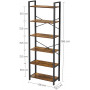 Bokhylla 66 x 30 x 186 cm, Industriell Vintage Brun, 6 Våningar