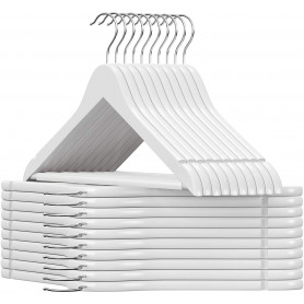 Galge i Trä 20-Pack Med Halkfri Byxstång Vit