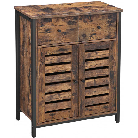 Skänk Med Skåp & 2 Lådor 70×30×80 Cm Spånskiva & Stål Vintage Brun ...