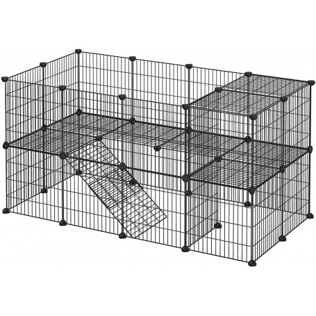 2-Vånings Metall Gnagarhus - Lekhage För Husdjur - Kaninbur 143 x 73 x 71 cm