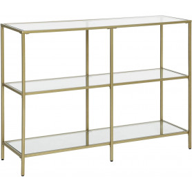 Konsolbord Lyx Guld 100 x 30 x 73 cm - Glas Hyllor 3 Våningar