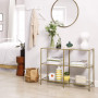Konsolbord Lyx Guld 100 x 30 x 73 cm - Glas Hyllor 3 Våningar