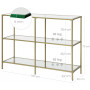 Konsolbord Lyx Guld 100 x 30 x 73 cm - Glas Hyllor 3 Våningar