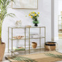 Konsolbord Lyx Guld 100 x 30 x 73 cm - Glas Hyllor 3 Våningar