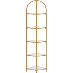 Hörnhylla Guld Båge 5-våning Glas 28 x 28 x 158 cm