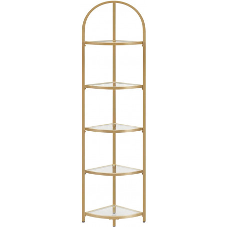 Hörnhylla Guld Båge 5-våning Glas 28 x 28 x 158 cm