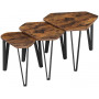 Satsbord - Soffbord Set 3 st - Sidobord - Vintage brun