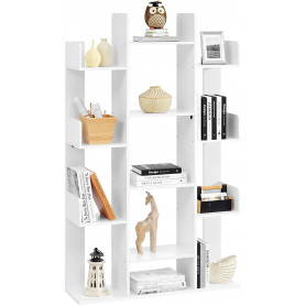Bokhylla Träd 13 Fack 86 x 25 x 140 cm Förvaringshylla Vit