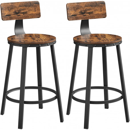 Barstolar Set 2-Pack Industriell Brun Sitthöjd 62,5 cm
