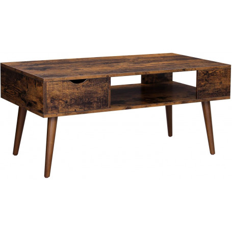 Soffbord Retro 100x50x45 cm Vintage Brun Med Låda, Öppen Förvaring