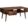 Soffbord Retro 100x50x45 cm Vintage Brun Med Låda, Öppen Förvaring