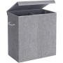 Tvättkorg 2 Fack 142L Med Avtagbart Tvättbart Tygpåse‎ 60 x 36 x 66 cm Grå