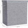 Tvättkorg 2 Fack 142L Med Avtagbart Tvättbart Tygpåse‎ 60 x 36 x 66 cm Grå
