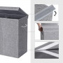 Tvättkorg 2 Fack 142L Med Avtagbart Tvättbart Tygpåse‎ 60 x 36 x 66 cm Grå