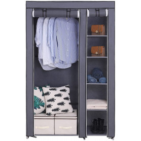 Tyg Garderob 110 x 45 x 175 cm Grå