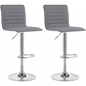 2x Barstolar med Ryggstöd Höjd Justerbar Ergonomisk Grå