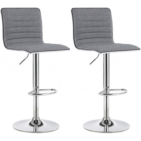 2x Barstolar med Ryggstöd Höjd Justerbar Ergonomisk Grå