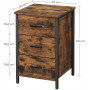 Sidobord - Sängbord med 3 lådor Vintage brun-Svart 40 x 40 x 60 cm