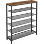 Skoställ med 5 Hyllor - Skohylla industriell Design 100 x 30 x 110 cm vintage brun-svart