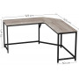 L-format Skrivbord, Hörnskrivbord - industriell design, grå 149 x 149 x 75 cm