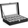12-fack klockbox - Elegant Box Organizer för 12 Klockor - Klockförvaring avtagbar klockkudde